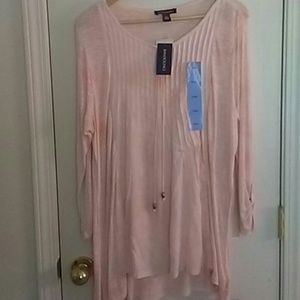 Pink bandolino cotton pleated blouse size large